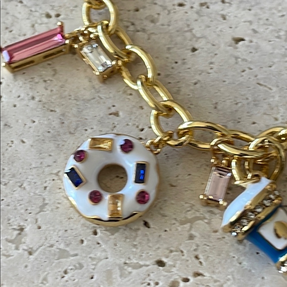 Kate Spade Coffee Donut Charm Necklace Gold Tone Novelty Gift - Picture 5 of 8